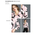 OL Printed Pink Blouse Turtle Neck Long Sleeved T-Shirts Office Wear for Women