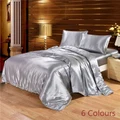 Super Luxury Pure Satin Silk Bedding Set Duvet Cover Flat Sheet Pillowcases