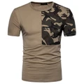 Men's Leisure Camouflage Splicing Design of Short Sleeved Round Collar T-shirts