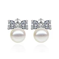 Vivere Rosse Pearly Bow Stud Earrings