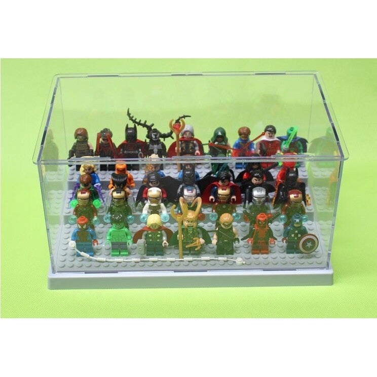 Building Block Parts Acrylic Display Box Minifigure Showcase Ladder Cabinets Toy