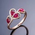 Adjustable Ruby Rings Creative Leaf Ring Zircon Mounted Jewellery