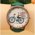 Women/men Watch Cartoon Bike Geniune Leather Dress Watch ready stock