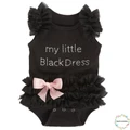 NAN-Fashion Kids Baby Girls Embroidered My Little Black Dress Bodysuit Romper