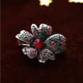 Women Colorful Crystal Decor Daffodil Floral Brooch Pin Clothes Alloy Brooch