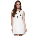 Megane 3D Flower Embellishment Dress - White