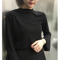 Women's Bottoming Shirt Trumpet Sleeves Solid Color Fashion Long-sleeved
