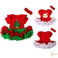 UAF-Newborn Baby Girl Christmas Santa Romper Tutu Dress Headband Outfit Clothes