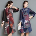 Plus size M-3XL Vintage Linen Fashion Cheong Sam Dress SS200401