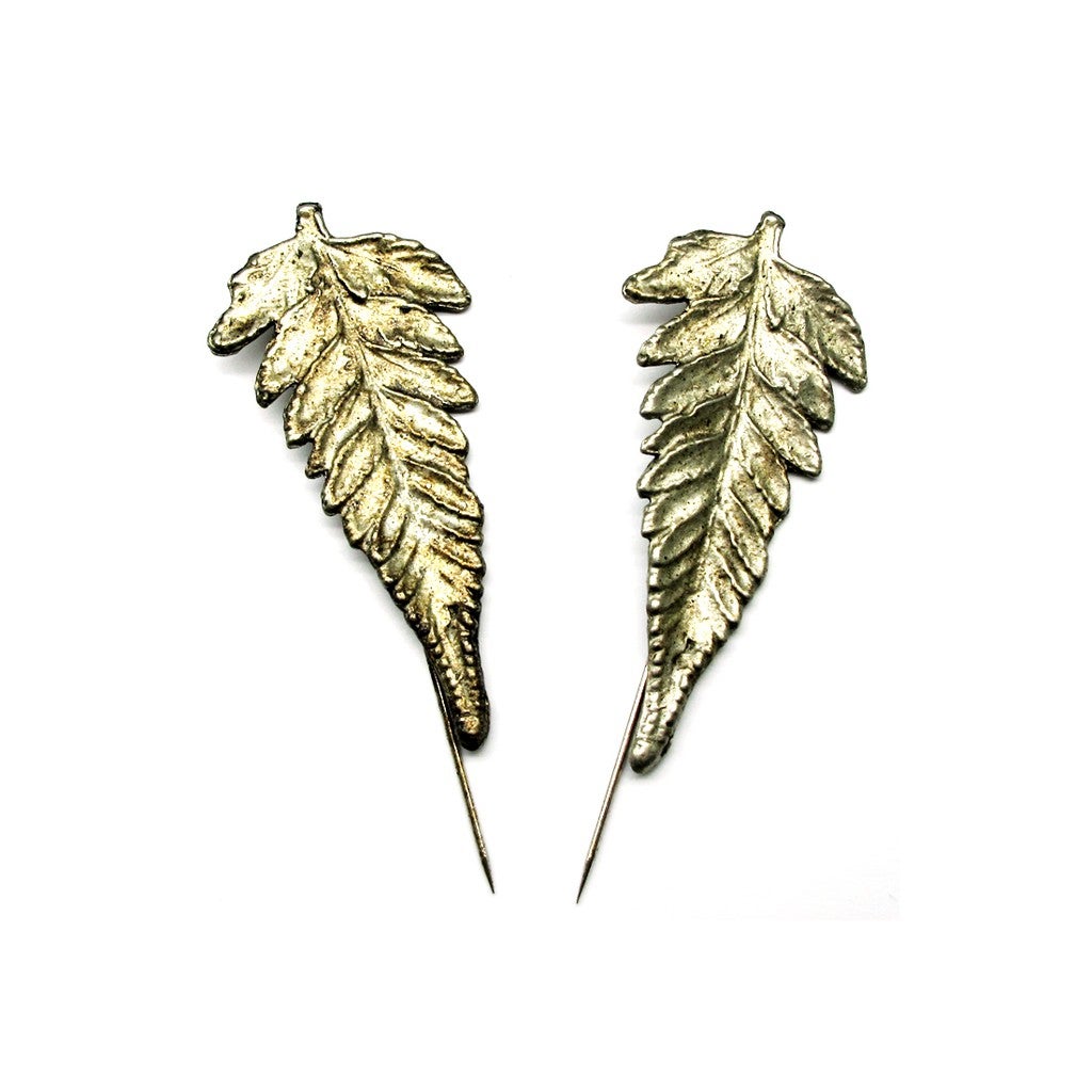 Pin Tudung Fern 2 - Antique Rhodium