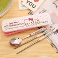 Hello Kitty Tableware Chopsticks Spoon Fork with Box for Kid
