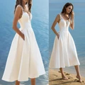 White Sexy V-neck Strap Dress Lace Floral Dress for Women vestidos
