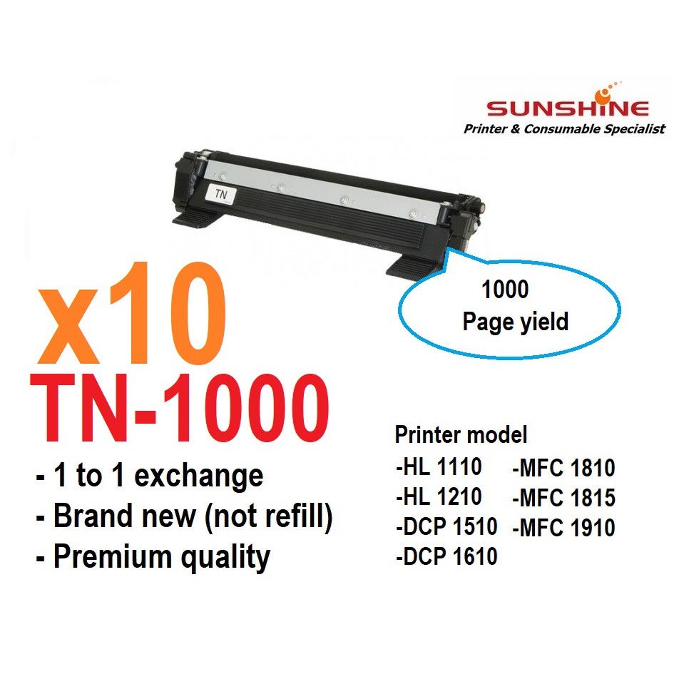 Brother TN1000 X10 (COMPATIBLE) TONER ~ 1K