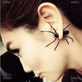 WEIJIAO Women Earings Black Spider Earrings Chic Two Parts Ear Stud Earings