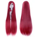 Ready stock 100cm wig Rose red long straight