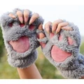 Plush Paw/Claw Glove Novelty Soft Toweling Half Covered Women's Gloves Mittens