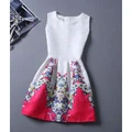 Korean Style Printing Sleeveless Show-slim Dress (07)