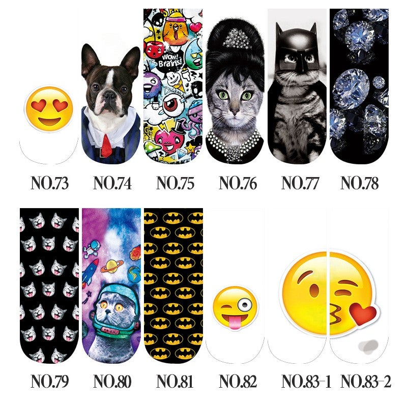 ? 3D Print Cute Harajuku Emoji Unicorn Socks Low Cut Ankle Women Boat Sock
