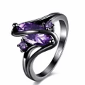 S-Jewelry Black Gold Amethyst Cubic Zirconia Ring Size 6-10