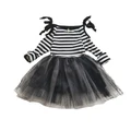 Baby GirlBlanck&White Striped Mesh Design Princess Dress