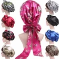 Women's Fashion Scarf Bonnet Hair Wrap Satin Bow Headscarf Sleeping Cap Turban