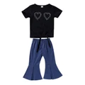 Baby Girl Clothes Cotton Short Sleeve T-shirt Tops+bell-bottom trousers