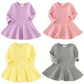 ??READY STOCK?? Cotton Long Candy Color Dress Sleeve Baby