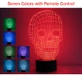 3D Illusion Night Light 7 Color Change USB LED Home Table Desk Lamp Skull Shape