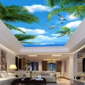 Custom Wallpaper Seabirds In Blue Sky Living Room Suspended Ceiling Mural