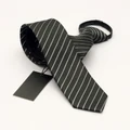 2018 New Men's 100% Polyester Zipper Neckties Black Twill Slim Tie with Gift Box
