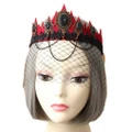 Xiang Ru Women Queen Lace Rhinestone Chain Masquerade Headwear Eye Mask Red
