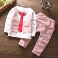 Gentlemen Long Sleeved with Tie Smart Casual Boys Clothing
