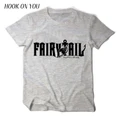 Japanese Anime Fairy Tail Men's T Shirt New Cotton Round Collar Men Short T-Shirt Grey