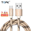 TOPK AN09 Micro USB Cable Nylon Braided Cord for Micro USB Mobile Phone (1m)