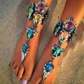 DF Crystal Gem Anklet Rhinestones Sandals Flower Foot Chain