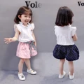 ?Superseller?Summer Baby Girls Casual Sleeveless Top+Bow Dot Print Shorts 2PC