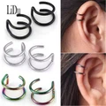 LIDU 2-Row Fake Cartilage Ear Nose Lip Cuff Clip On Earrings