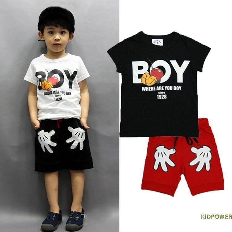 ????2PCS Toddler Boys Clothing Summer Kids FASHION Outfits T-shirt+Shorts Casual Set