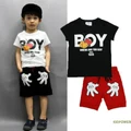 ????2PCS Toddler Boys Clothing Summer Kids FASHION Outfits T-shirt+Shorts Casual Set