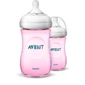 Philips Avent Bottle Natural 2 x 9oz / 260 ml Twin Pack Pink