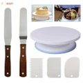 Cake Decorating Turntable Rotating Stand Comb Icing Smoother Durable Spatula
