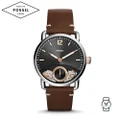 Fossil Men's ME1165 The Commuter Black Dial Leather Watch (Dark Brown)