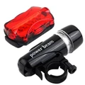 Bike Bicycle Waterproof 5 LED Front Head Lamp Light + Rear Safety Flashlight