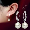 Kiel Elegant Faux Pearl Dangle Eardrop Ear Hoop Earrings Jewelry Charm