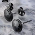 Kiel 1 Pair Men's Fashion Black Round Stainless Steel Ear Stud Earring