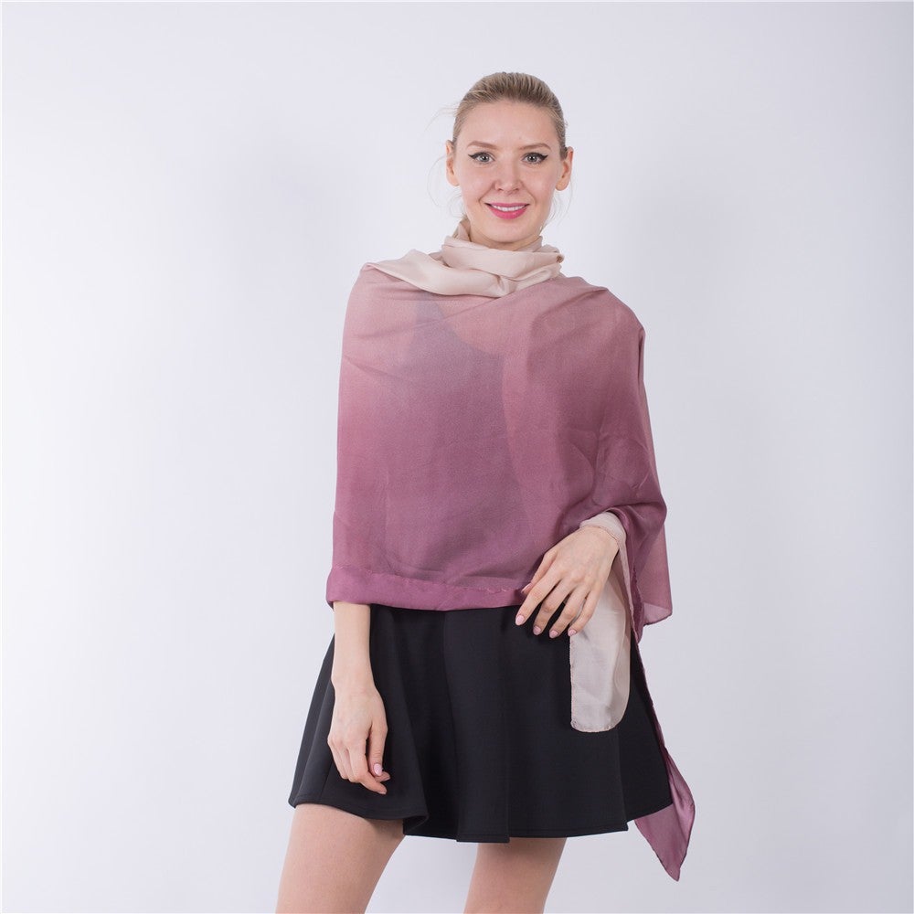 Jinjin.QC Fashion Women Chiffion Scarf Gradient Print Summer Suncreen Shawls