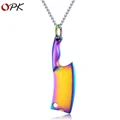 Jewelry Kitchen Knife Stainless Steel Necklace Colorful Glitter Classic Pendant