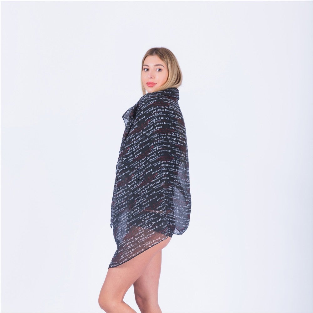 Jinjin.QC 2018 New Fashion Scarf Letter Printed Scarves and Wraps Hijab Bandana