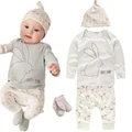 Newborn Baby Cute Bunny Pattern Top+ Pants+Hat 3 Pcs Set**DUDU**