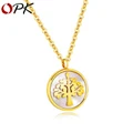 Fashion round plate hollow shell tree necklace personality hanging accessories